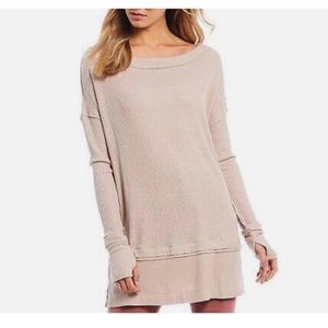 Free People North Shore Thermal Tunic Shirt Sand Beige Tan